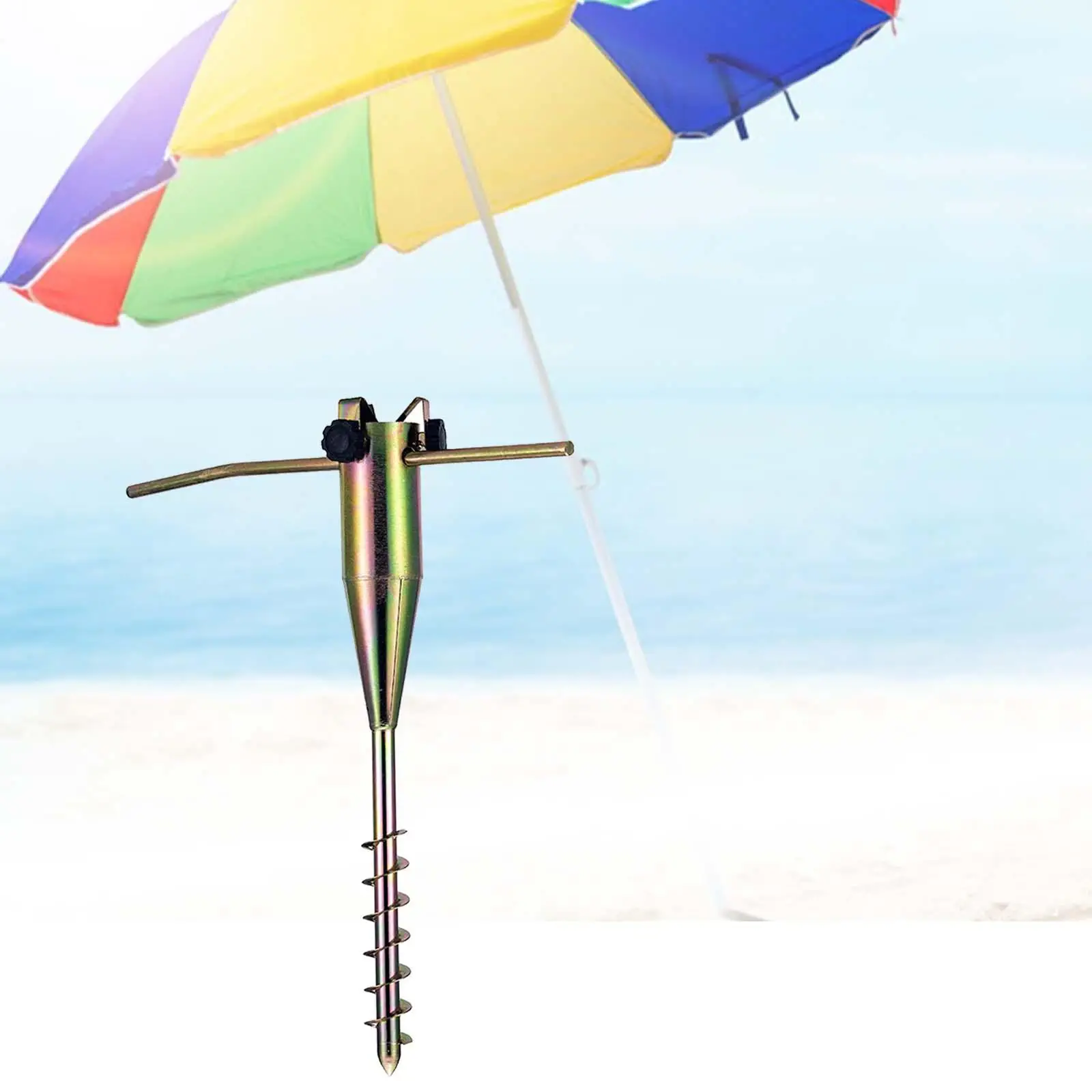 Beach Umbrella Holder Metal Parasol Anchor Ground Grass Auger Holder Stands
