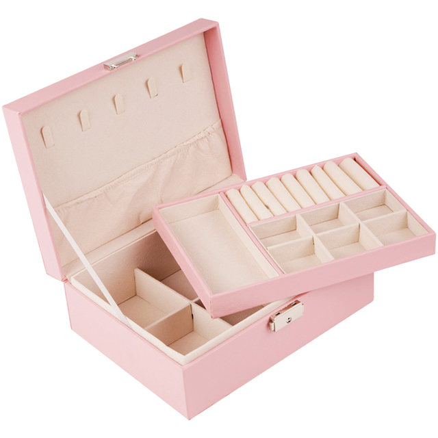 Jewellery Box for Women Girls 2 Layers Lockable Travel Jewelry