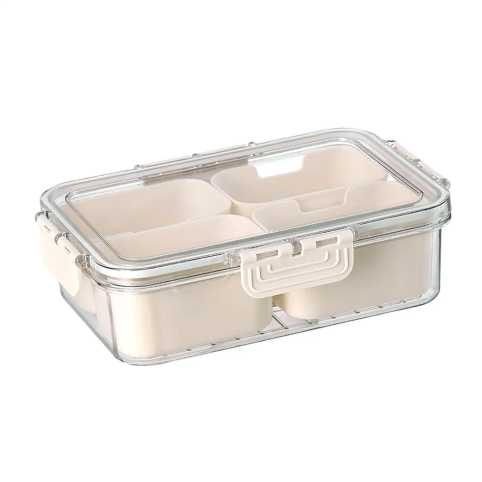 4 Compartments Snack Tray Serving Platter with Lid Square Divided Serving Tray for Hot Pot Prep Chip Biscuits Desserts