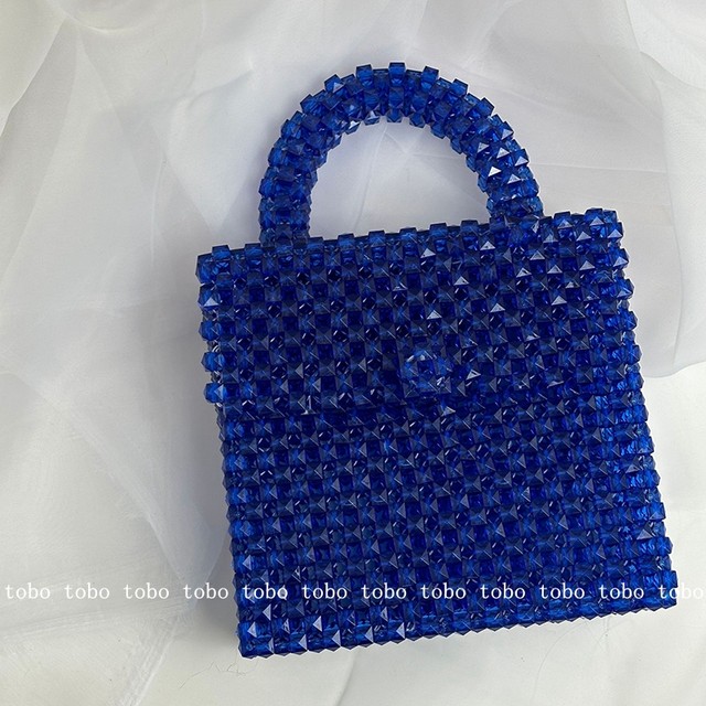 Mini Beaded Handle Box Bag, Trendy Plaid Pattern Cylinder Purse