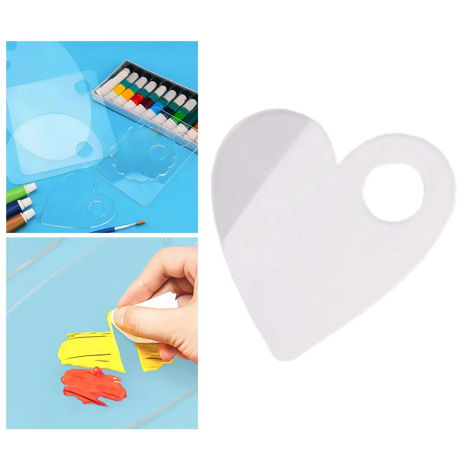 Transparent Oil Paint Palette with Thumb Hole Nonstick Professional Acrylic Mixing Palette for Watercolor Gouache Art Painting