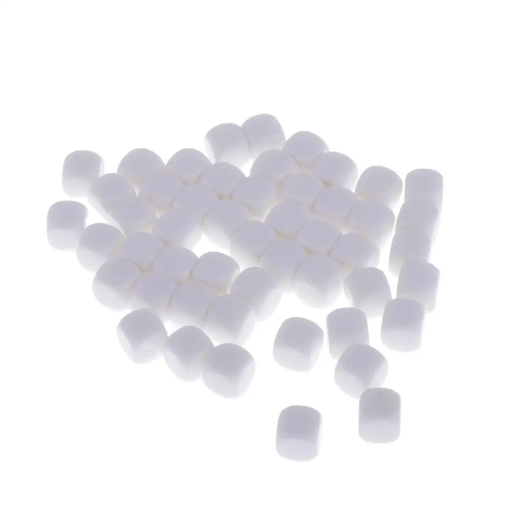 50pcs Blank 12mm Round D6 Die Cubes White for Board DIY Sticker 