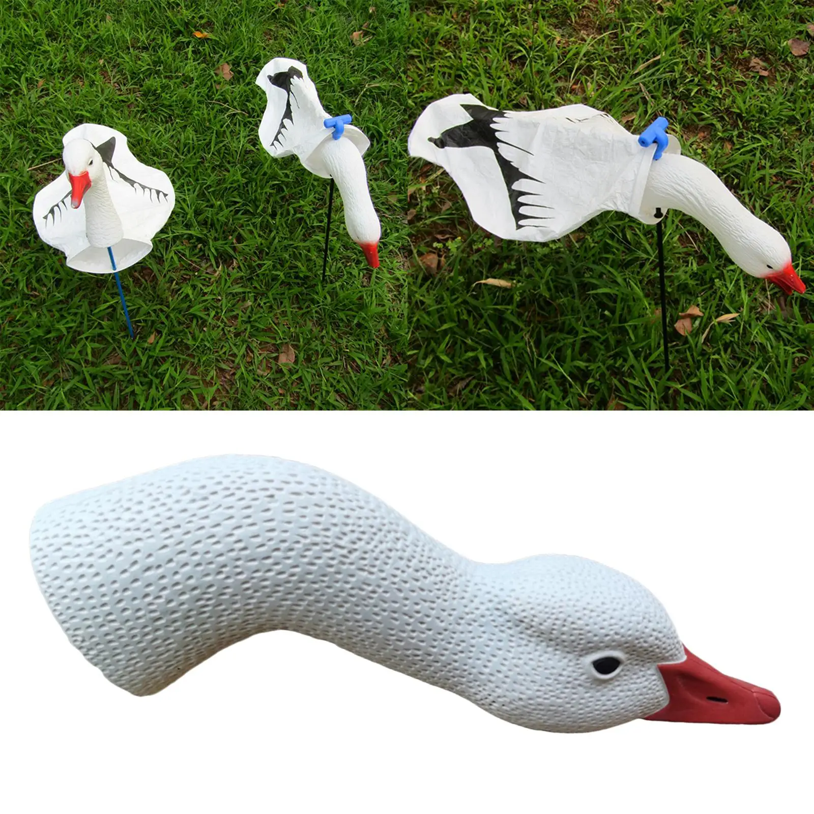 1pc Realistic Outdoors Hunting Gear White Goose Head Decoys Gardening Decor