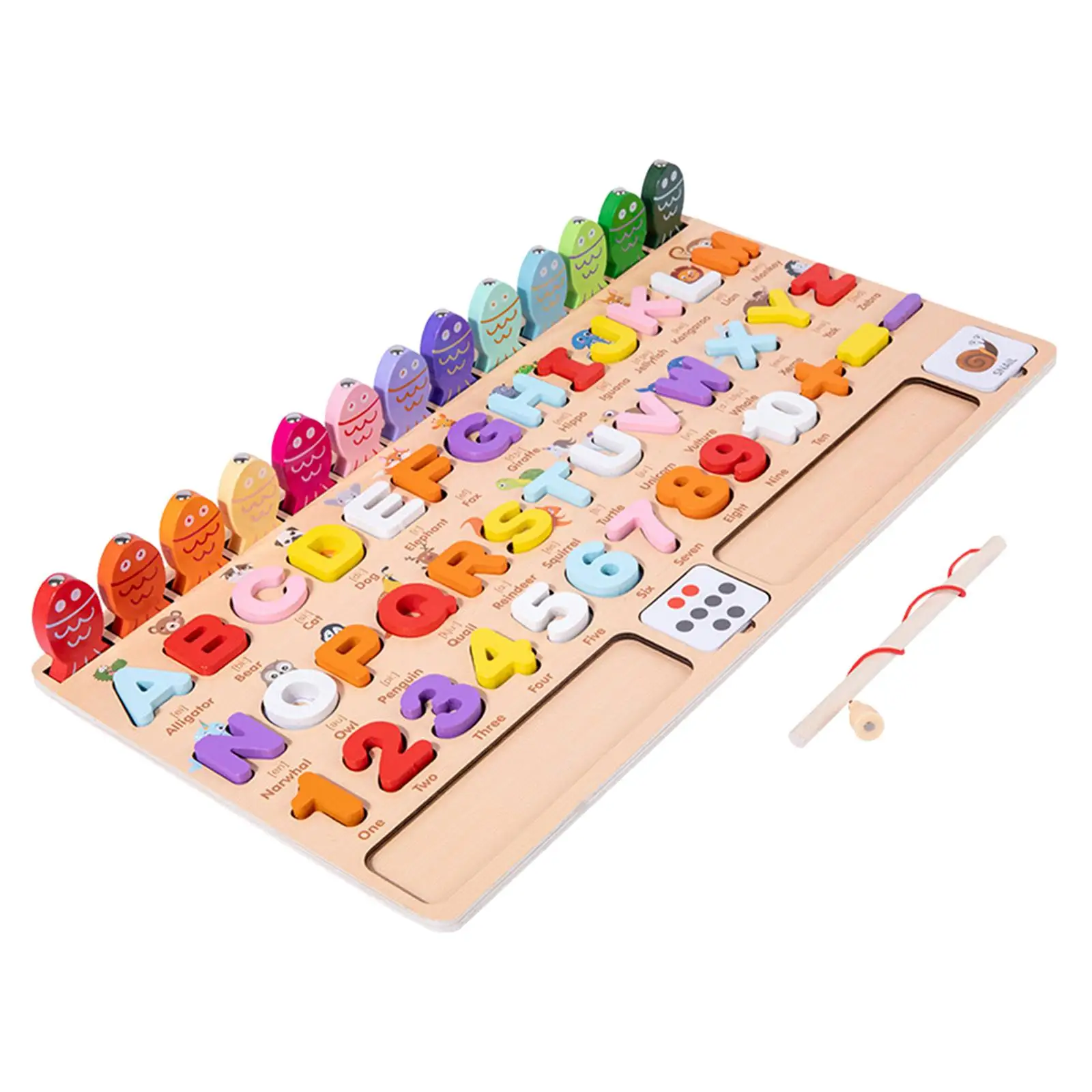 Wooden ABC Fishing Game Toy with Magnet Poles for Kindergarten Toddlers