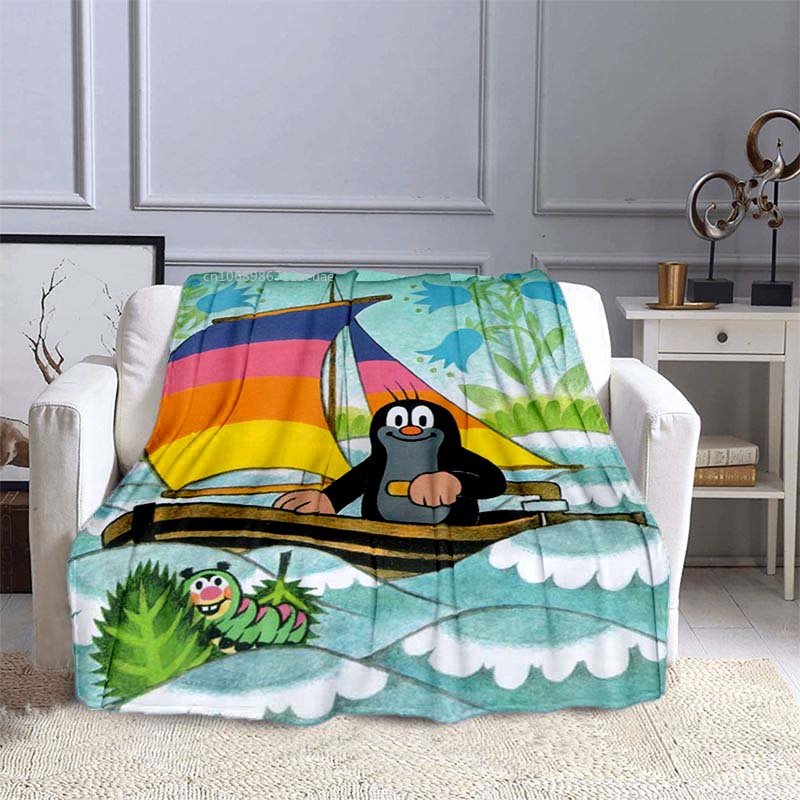 Description Picture 3 of itemThe Little Mole Blanket Flannel Friends Together Cozy Soft Fleece Bedspread Classic Cartoon Blanket Gift for Children Kids