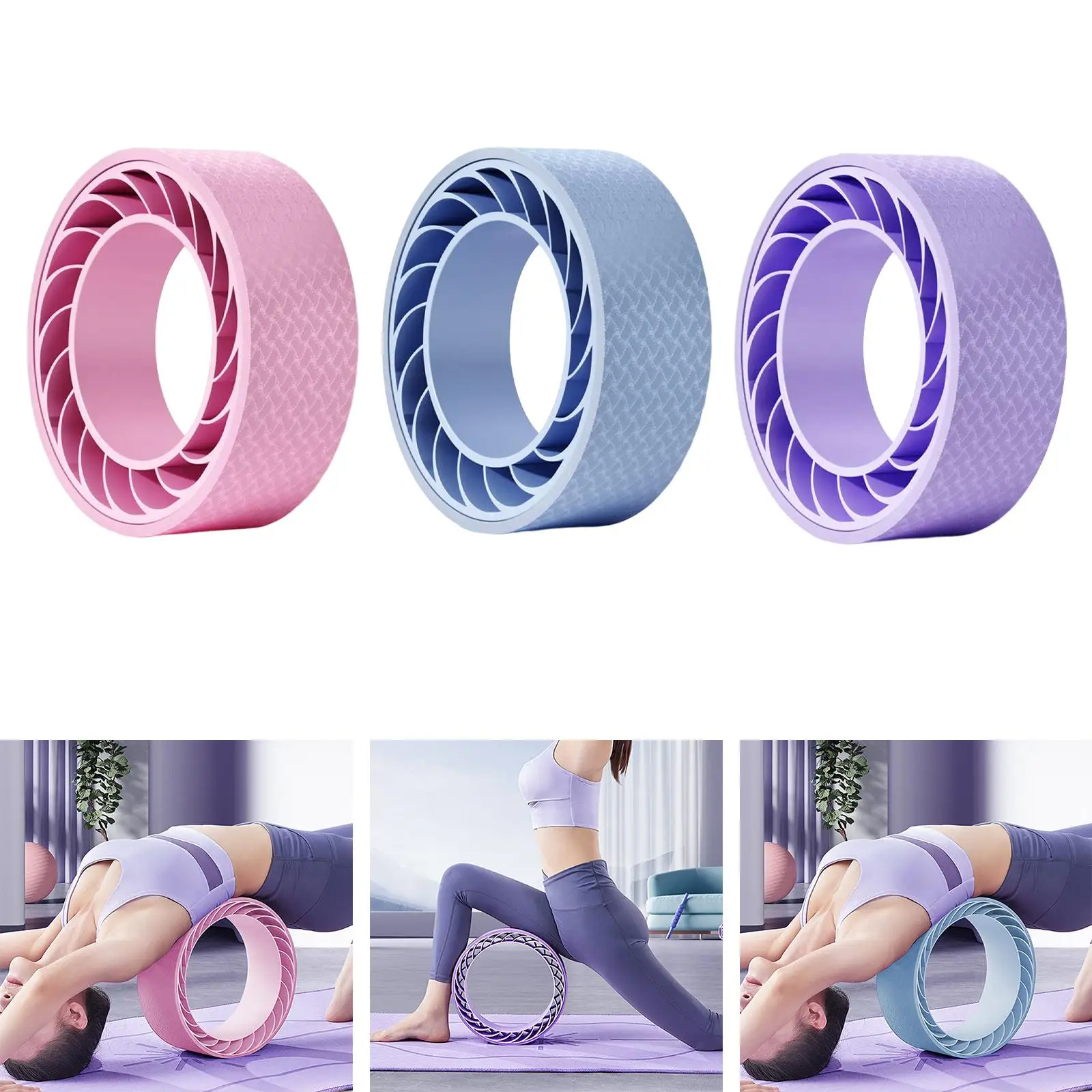 Yoga Pilates Circle, Yoga Roller Ring Wheel Sweat Absorbing Lightweight Back  for Body Flexibility Exercise Back Stretcher