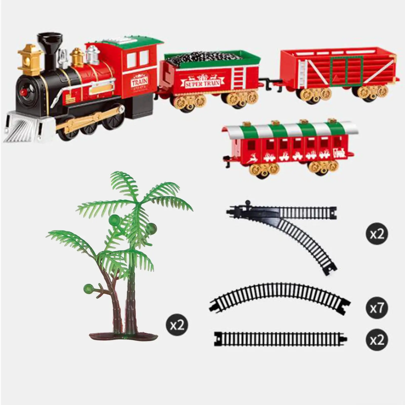 Christmas Tree Train Set Railway Kit Early Leaning Education Toy Railway Track Set for Preschool Girls Boys Kids Toddler