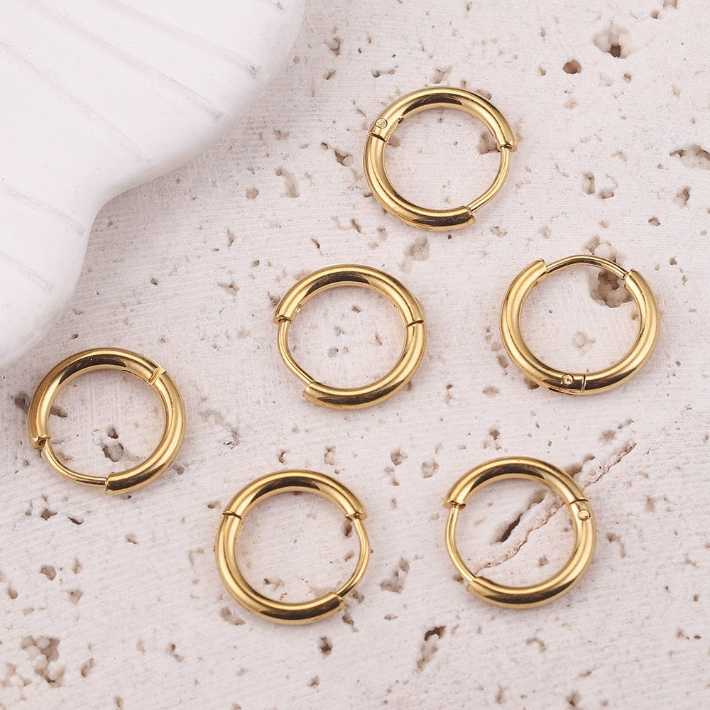 6 Stück 2/2,5 mm Breite Edelstahl vergoldet runde Ohrringe Creolen für Damen Mode Ohrringe koreanische Schmuck Geschenke – Detail 5