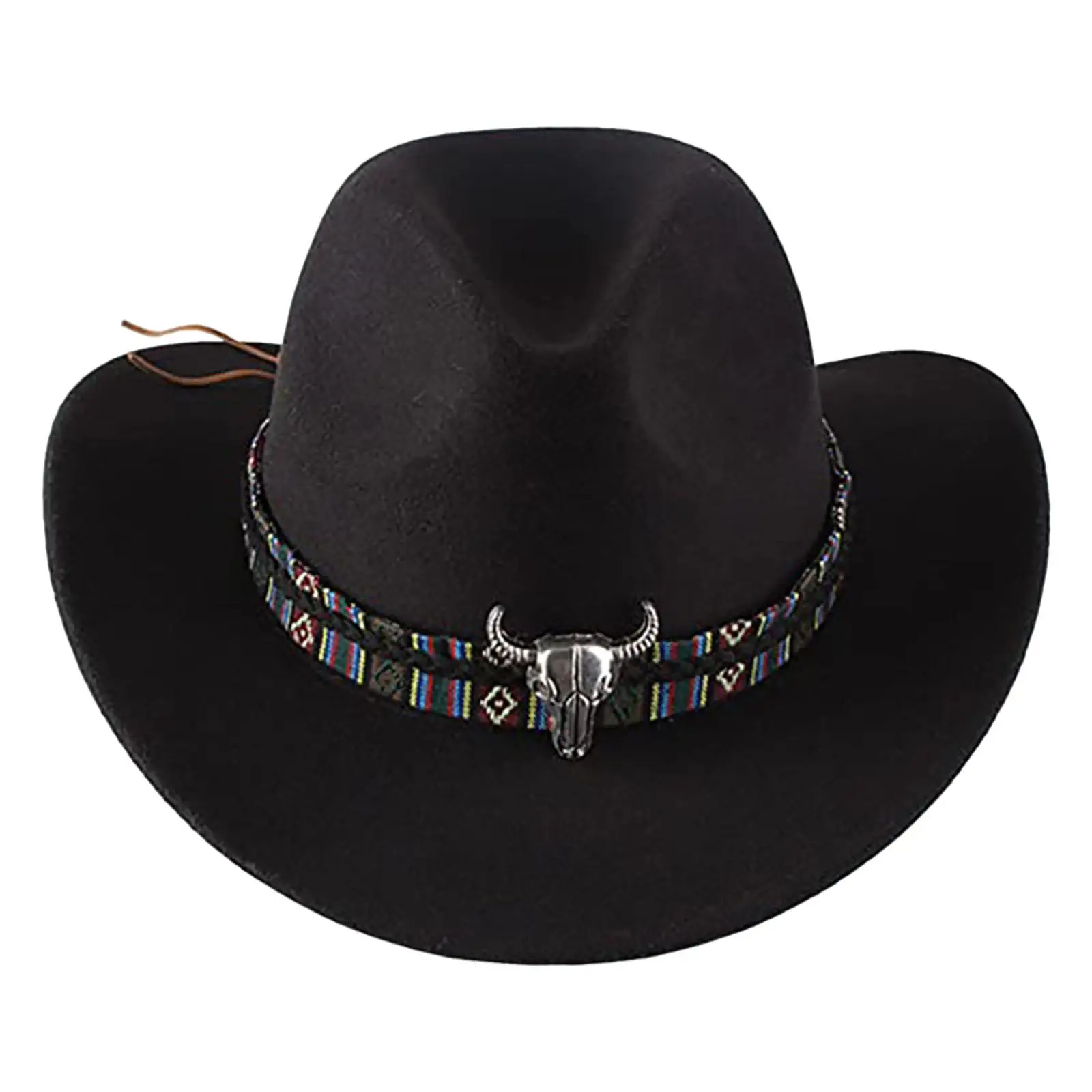 Cowgirl Hat Wide Brim Hat Black Windproof Trendy for Adults Dress up Outdoor