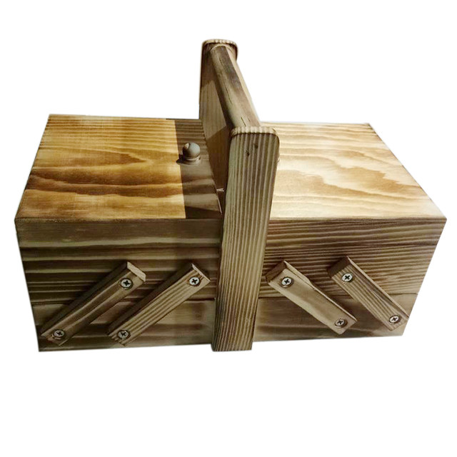 Costurero grande de madera, caja de almacenamiento concentrina