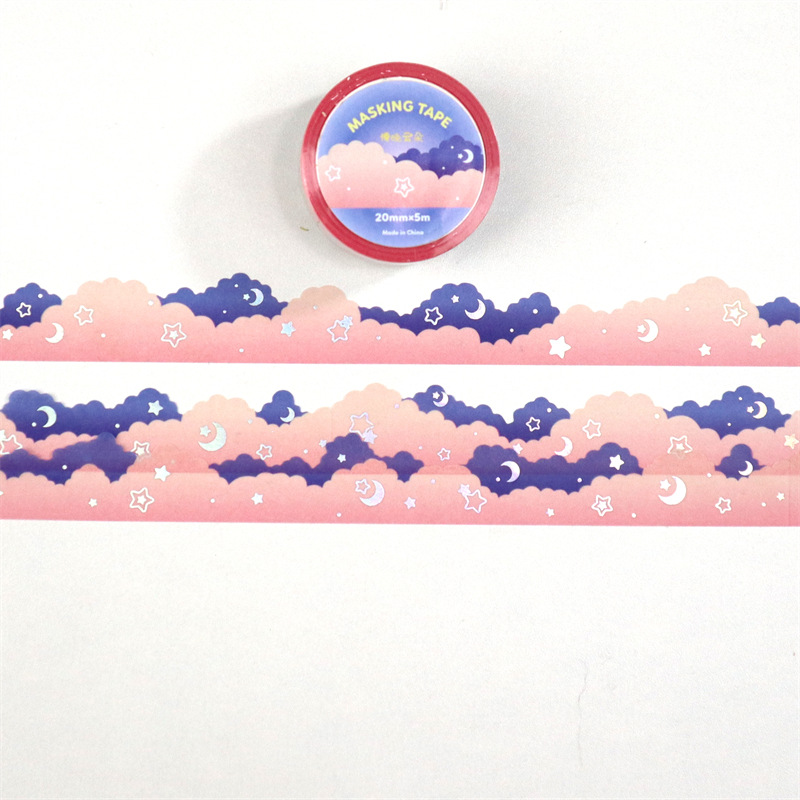 Kawaii stars moon clouds Decorative Adhesive Tape Hot silver Masking Washi Tape Diy Scrapbooking Sticker Label korean Stationery 21 S76e61942ece445fab5ef53f2837bfa45l