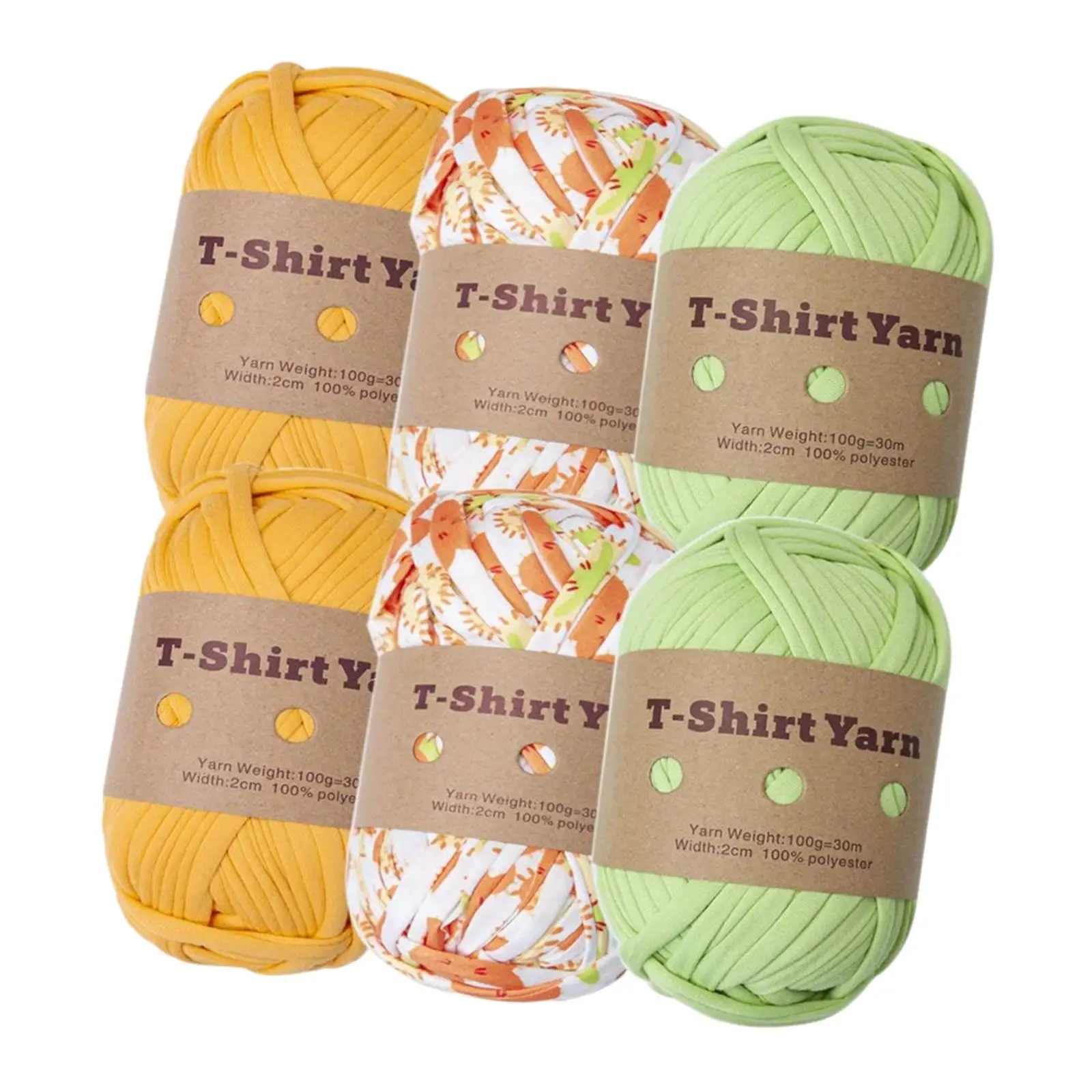 6Pcs Thick Knitting Yarn Hand Knit Washable Soft 98ft Spaghetti Yarn Carpet Yarn for Carpets Blanket Rug Making DIY Tapestry