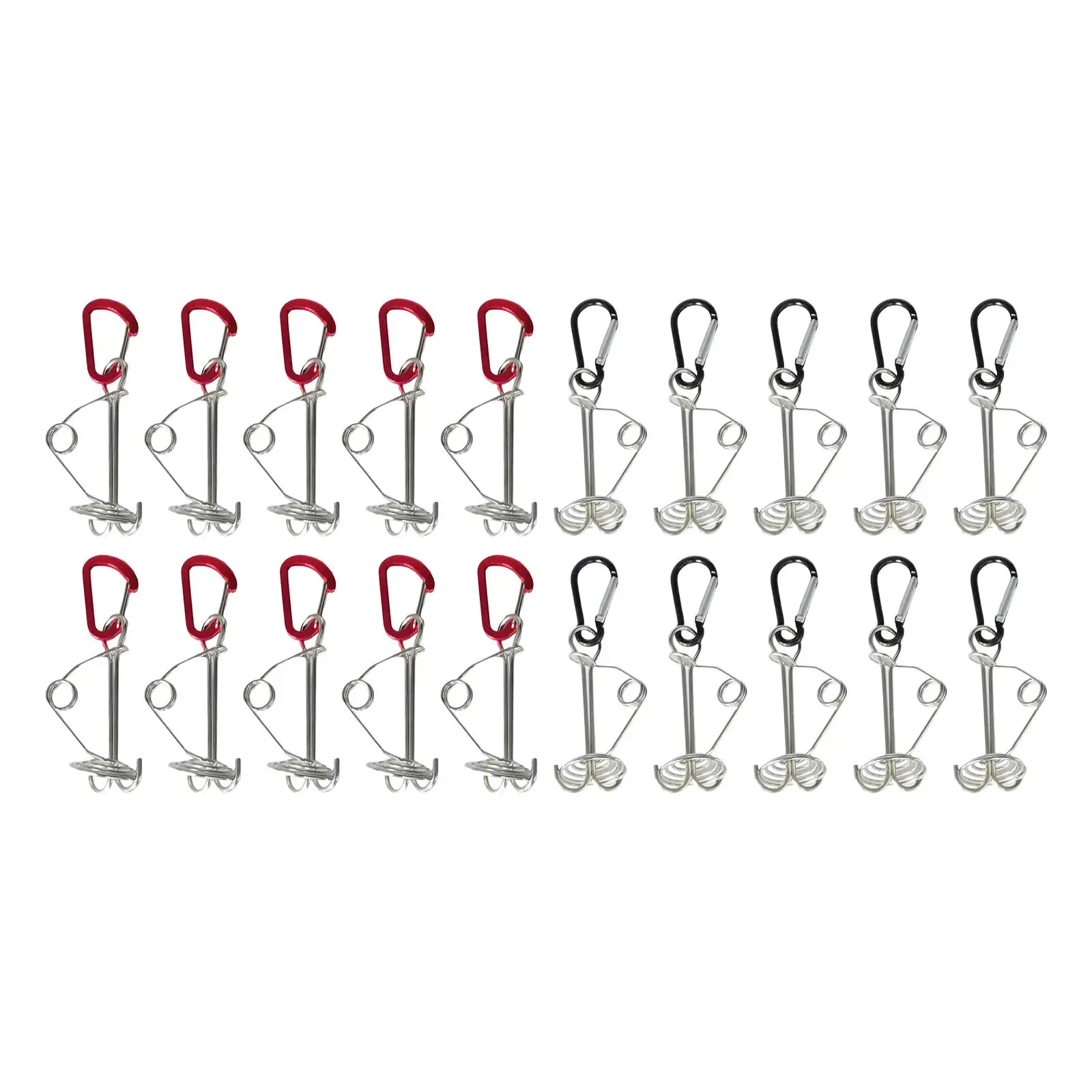 10 Anchor Peg with Spring Buckle Steel Awning Tool Windproof Tent Stakes Adjuster Carabiner Clips for Hiking Gallery Road  