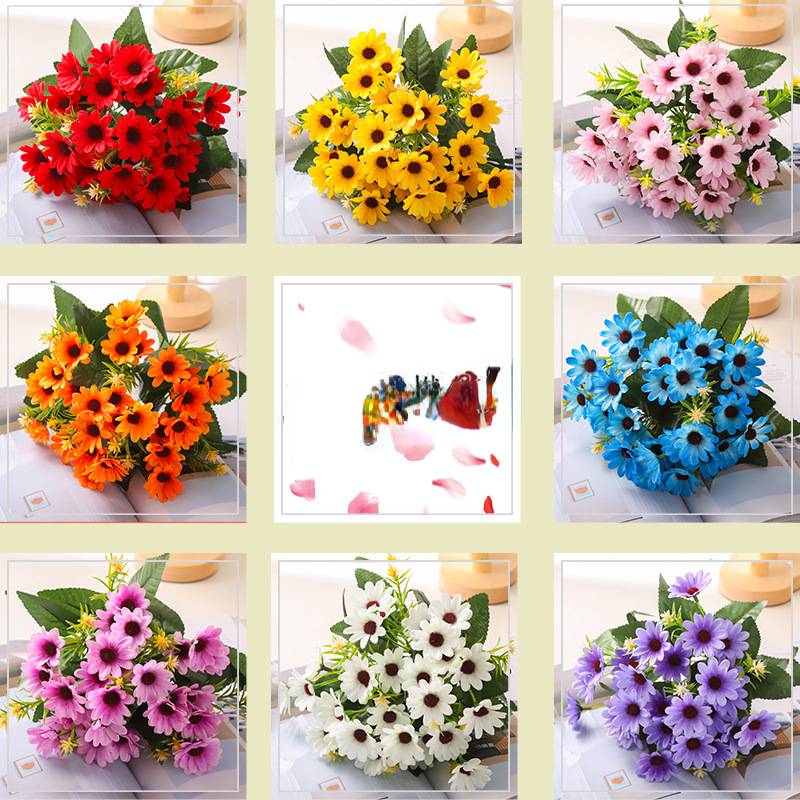 Description Picture 2 of item1pcs Artificial Flowers Plants 30cm Sunflower Colorful Small Daisy Silk Flower Home Garden Decor Chrysanthemum Wedding DIY Party