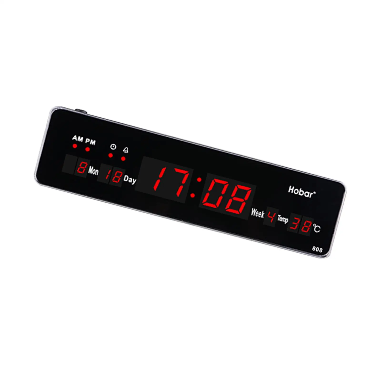 Large Wall Digital Clock with Date Time Week Indoor Temperature Calendar Mute LED Alarm Clocks for Living Room Home and Office