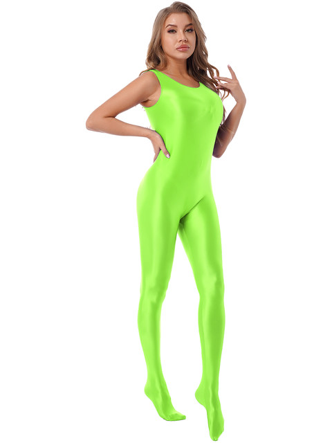 Womens Glossy Sleeveless Full Body Jumpsuit Catsuit One Piece Tight Leotard  Unitard For Dance Gym Yoga Sport Workout Running - Teddies & Bodysuits -  AliExpress