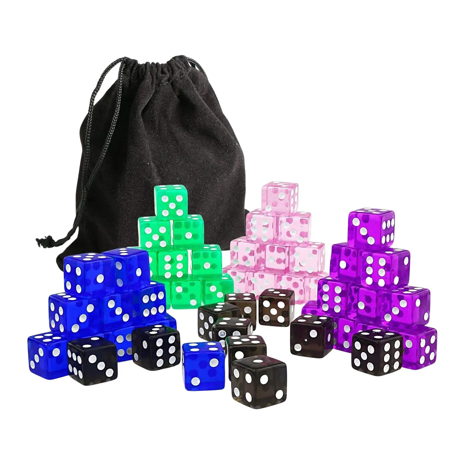 50x 6 Sided Dices Playing Dices Game Dices Colored Dices Math Teaching Toy Party Supplies 16mm Dices for Role Playing Game
