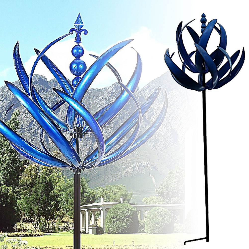 arbre de vie)Mobile à vent 3D en métal à suspendre, carillon à vent en spirale, sculptures à vent à suspendre avec boule d'observation en spirale, en acier inoxydable, pelouse, cour