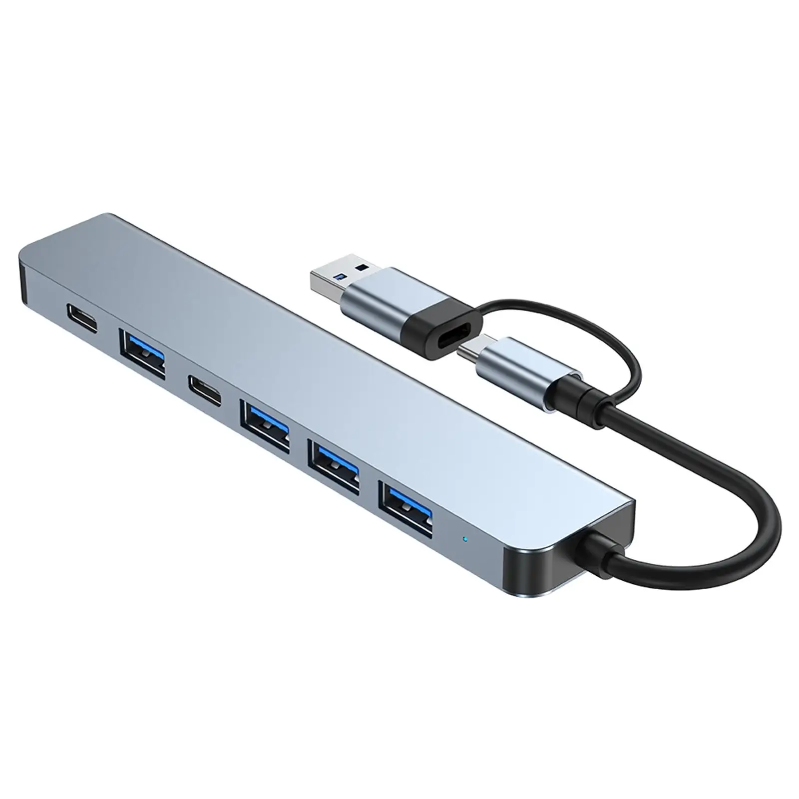 7 Ports USB Type C Hub with A 5W Charging Port Plug and Play Multiport Adapter Converter for Phones Type C Devices Laptop