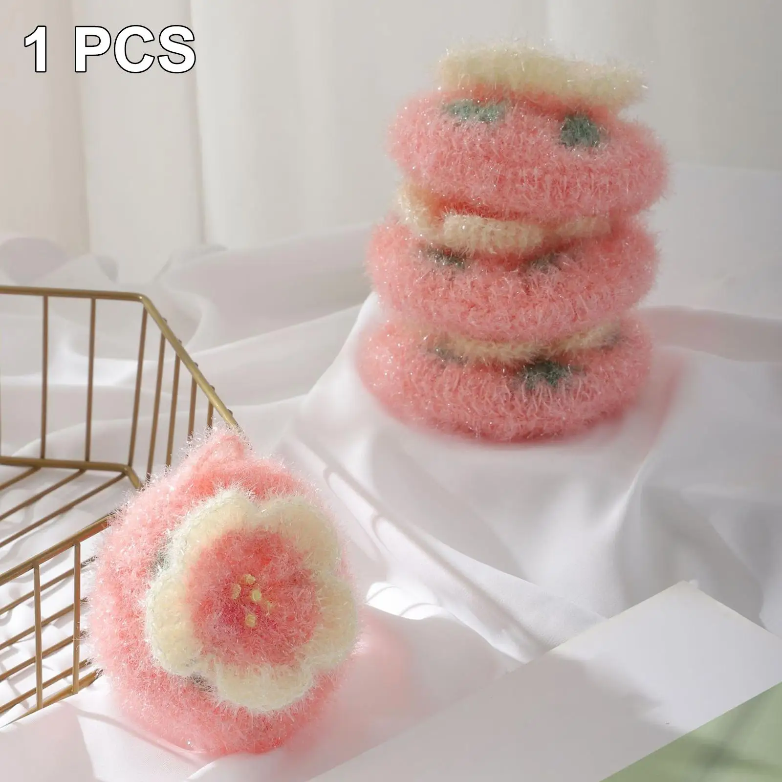 Korea High Efficient Anti-grease Sakura Shape Dish Cloth Acrylic Washing Towel Kitchen Cleaning Wiping Rags