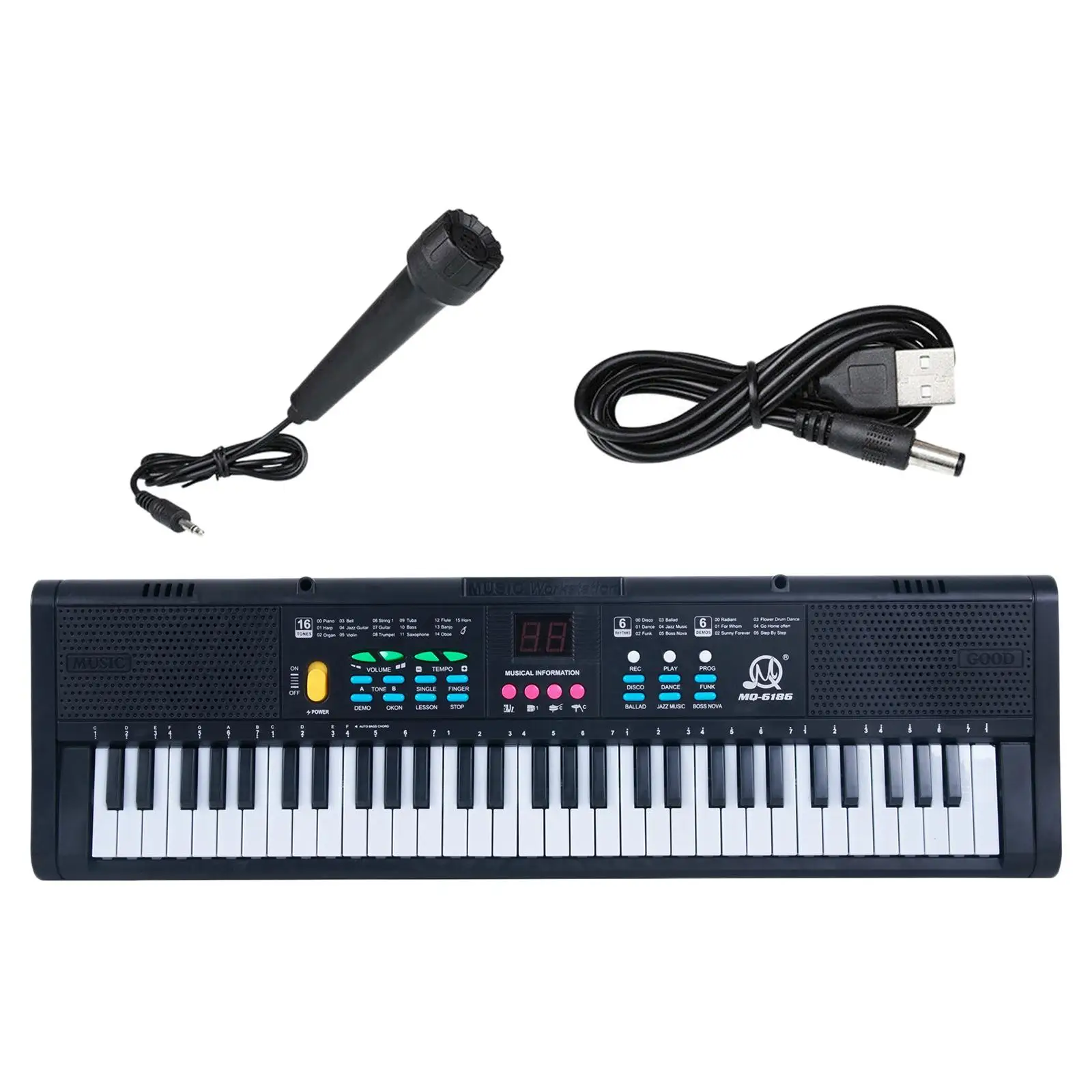 Multifunctional Keyboard Piano 61 Keys Portable Musical Microphone Practical Digital Music Piano Keyboard