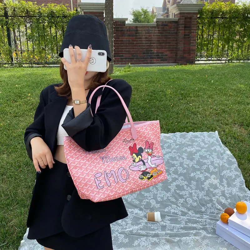 Disney Minnie Mouse Large Capacity Luxury 2-Piece Women's Pink Handbag