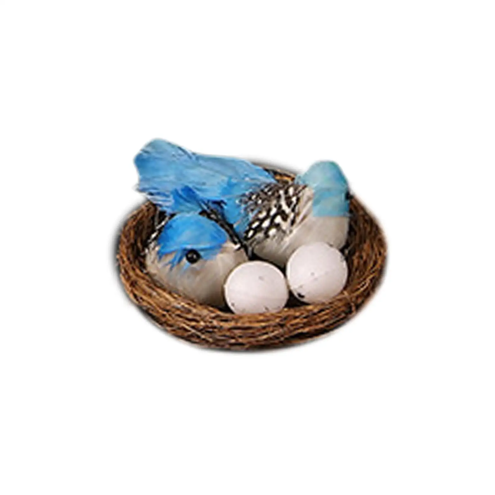 Artificial Easter Birds Nest with Eggs Birds Sculpture for Landscape Decor