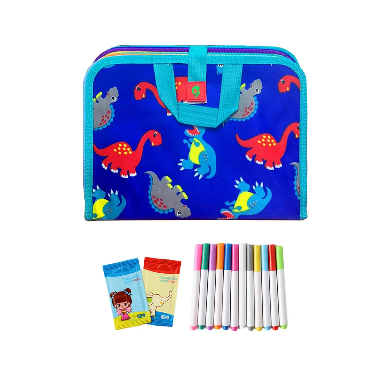 Kids Erasable Book Doodle Set Writing Painting Set Boys Girls Xmas Gift Portable Painting Toys Reusable with 12 Watercolor Pens