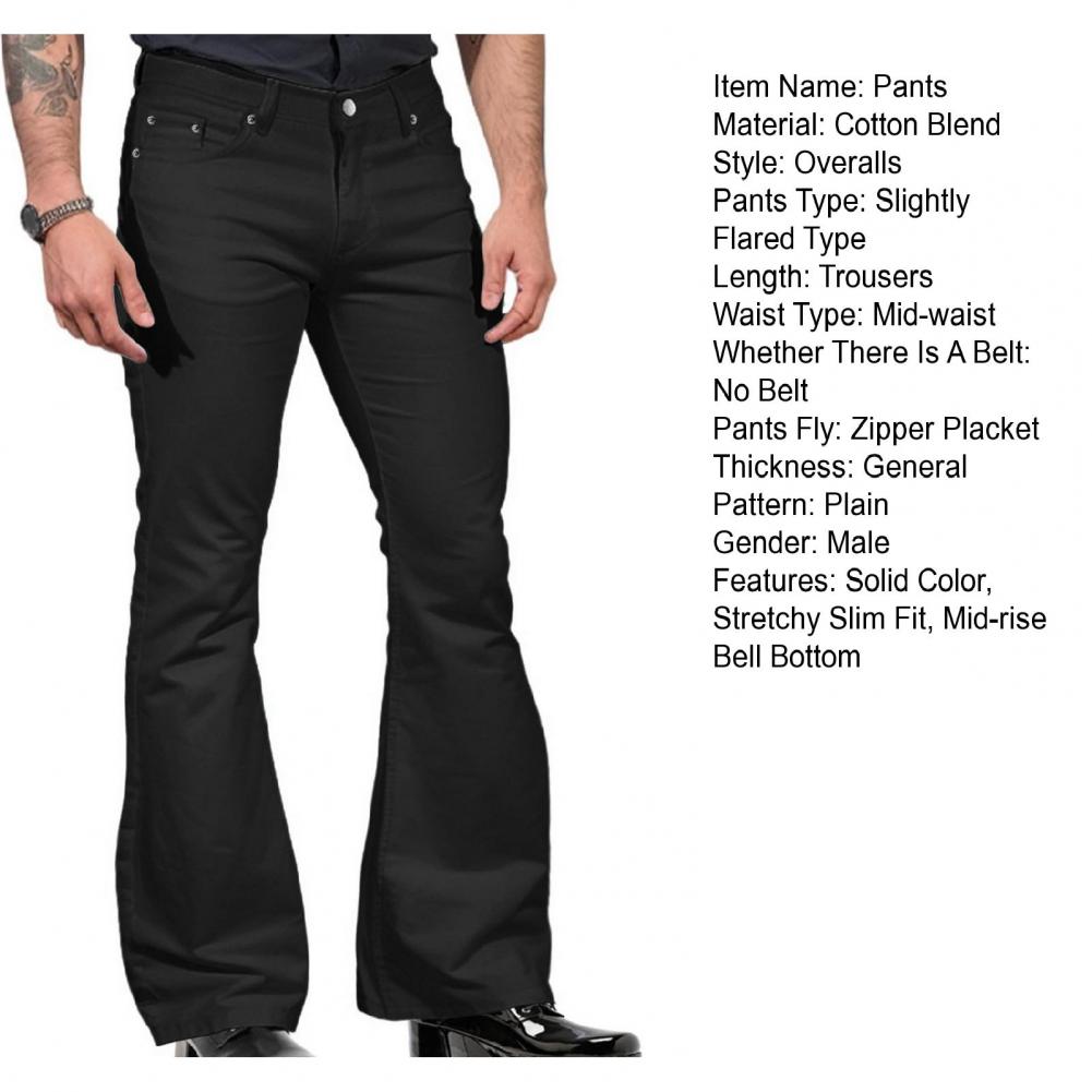 Description Picture 5 of itemMen Bell Bottom Pants Eye-catching Vintage-inspired Pants Fashionable Men's Vintage Jeans Slim Fit Bell Bottom for Harajuku