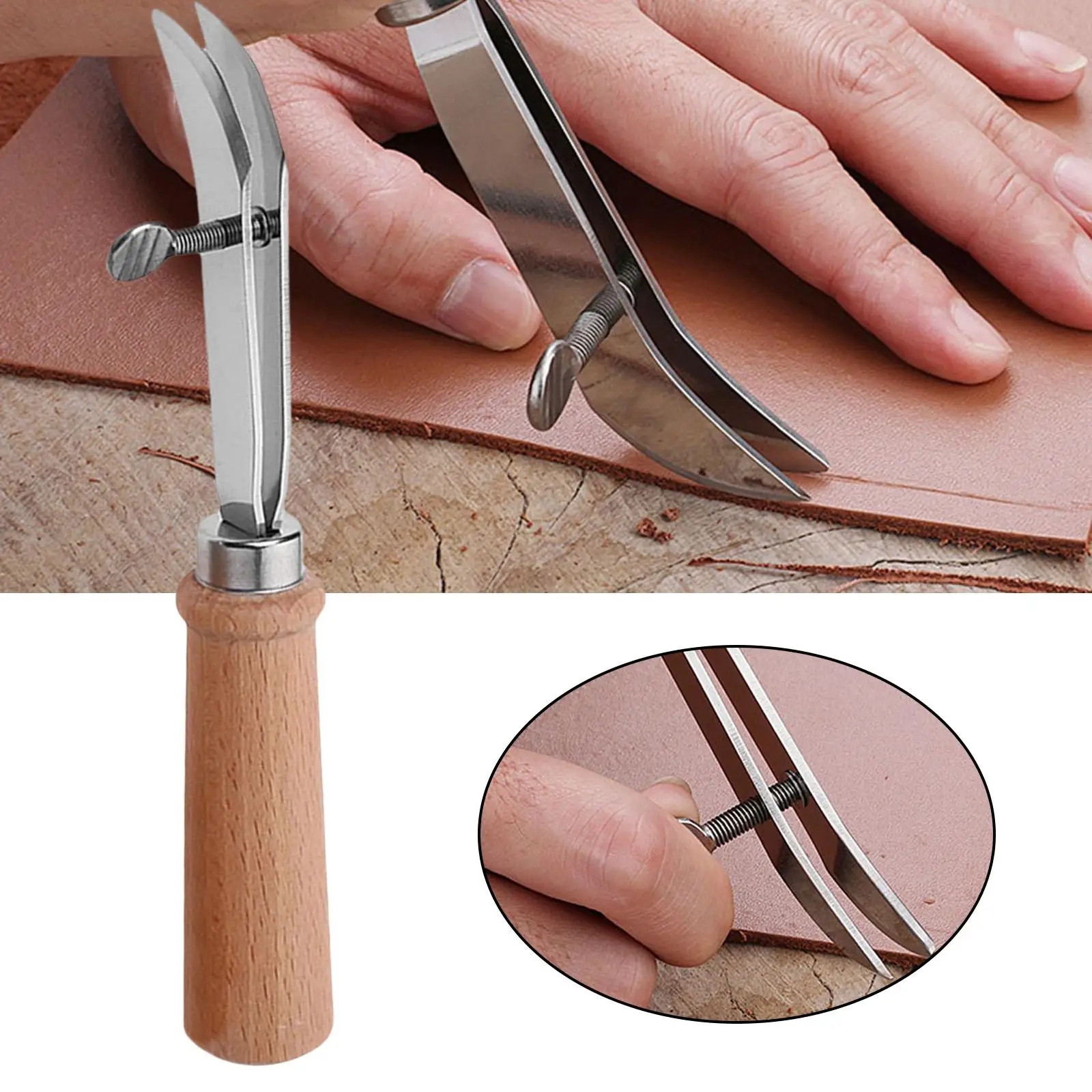 Durable Crimper Stainless Steel Leathercraft Stitching Edge Holder Outside Leather Edge Skiving Edger Creaser for Professionals