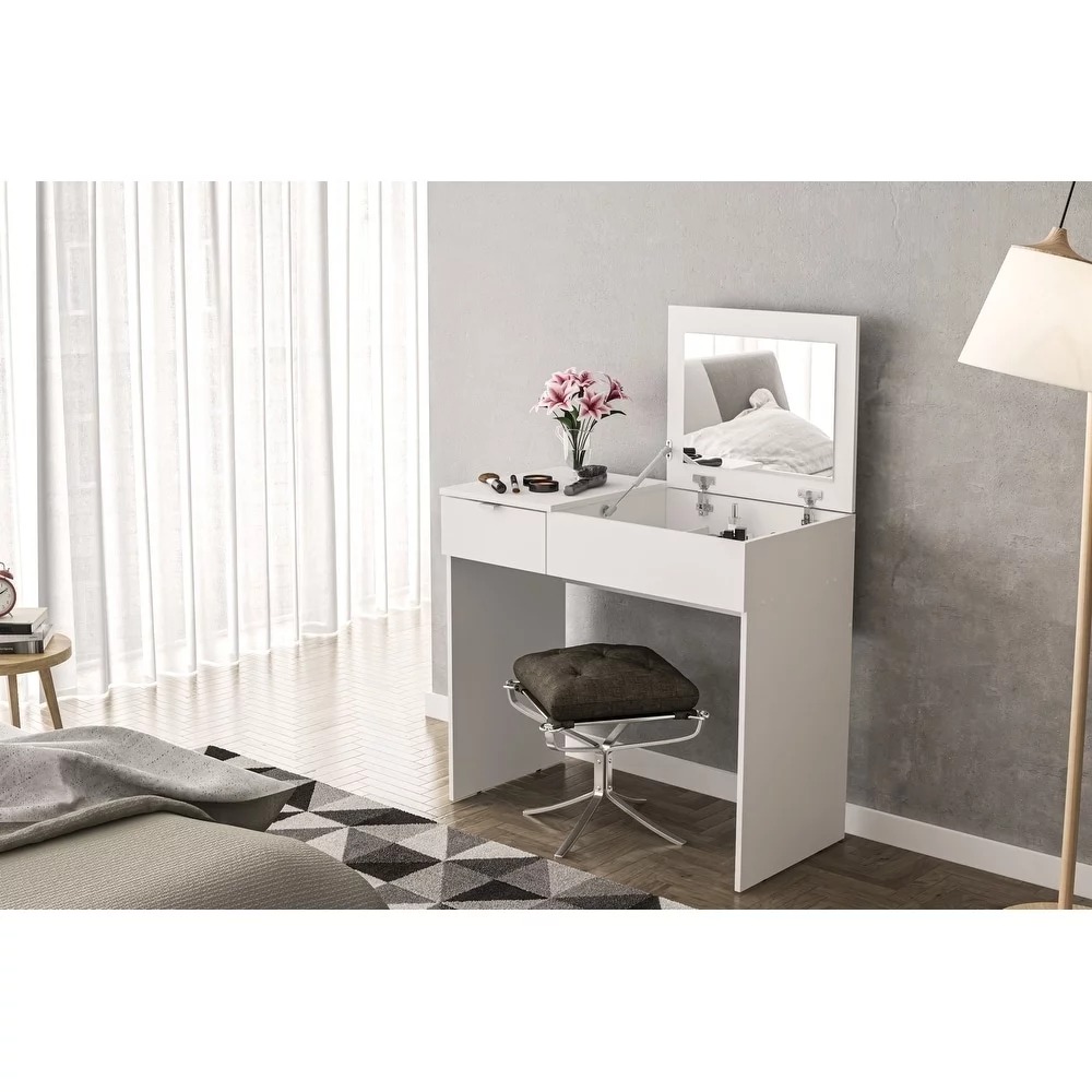 Description Picture 2 of itemWomen's Dressing Table Mirror Makeup Products Drawer Dresser for Bedroom Tables for Bed Room Furniture Baby Vanity Light Desk