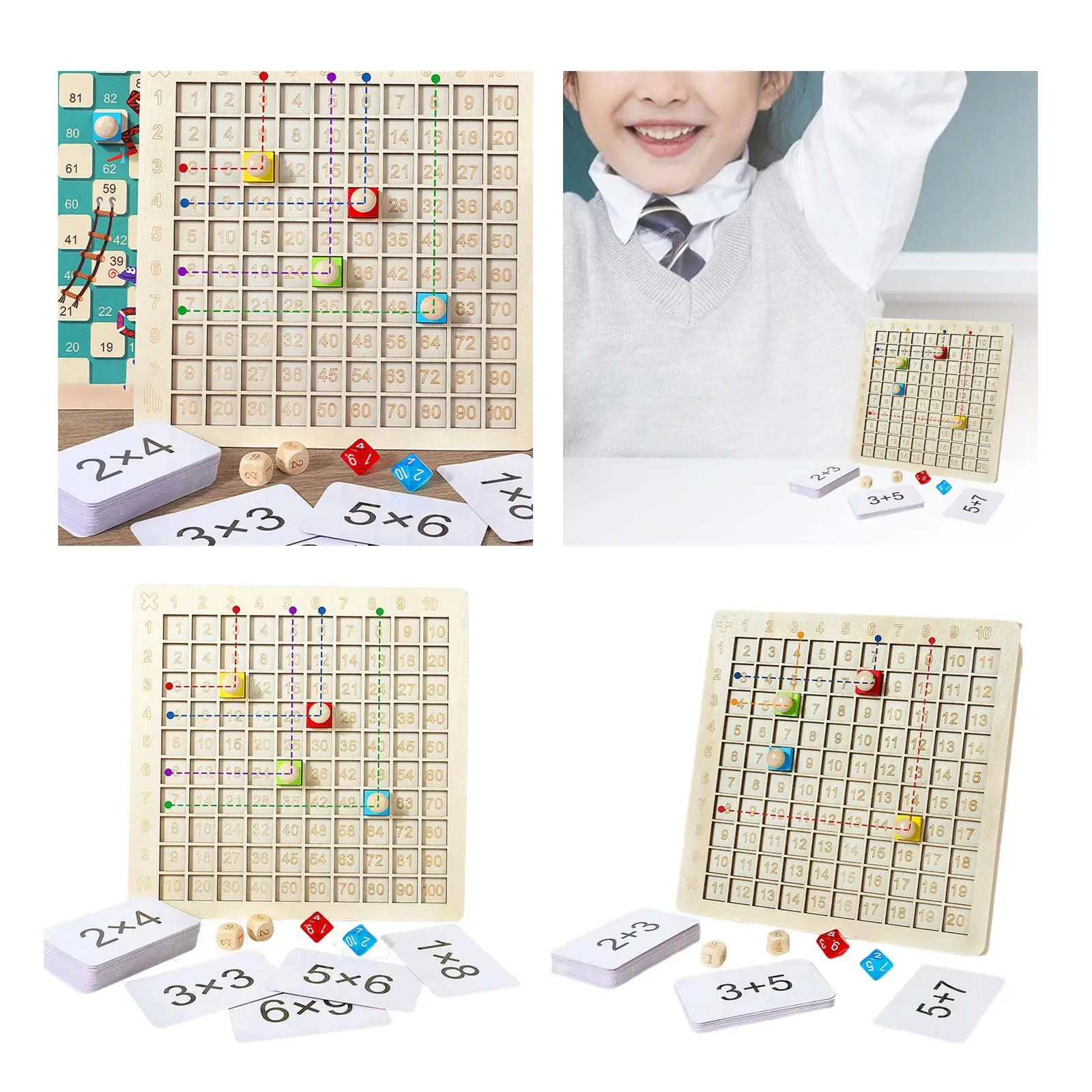 Wood Table Math Board Game Arithmetic Teaching Aids Counting Toy Montessori Toys for Toddler Kids Children Girls Boys