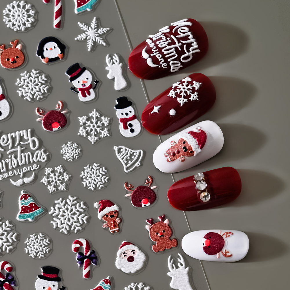 Best of Christmas 5D Embossed Snowman Snowflakes Nail Art Stickers 8*10cm Cartoon Santa Claus Elk Christmas Decal DIY Manicure Decals &amp;* Reviews & Tips