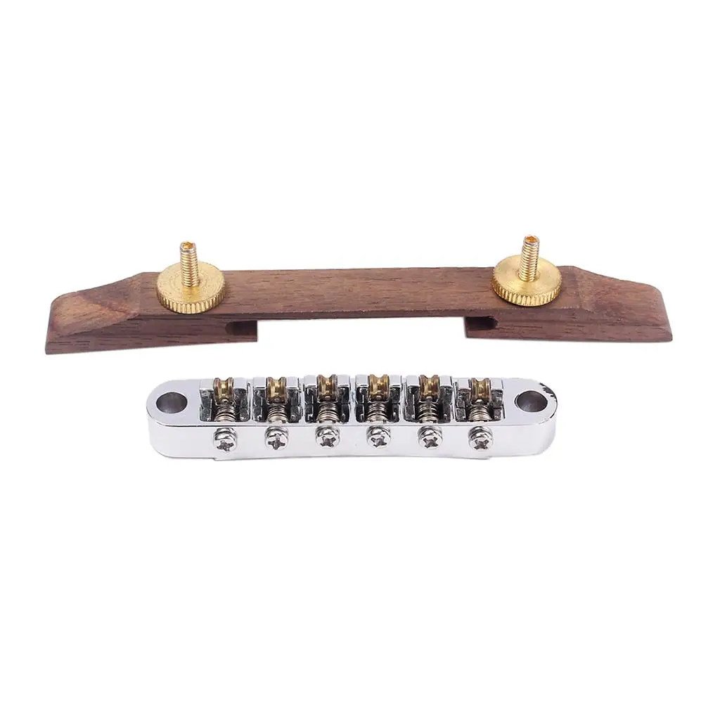 Adjustable Metal Rosewood Bridge with Roller Saddles for Archtop 