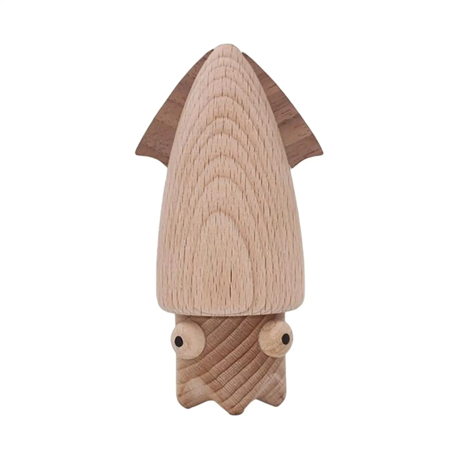 Toothpick Holder Ornament Countertop Decor Wooden Squid Shaped Dispenser for Cafes