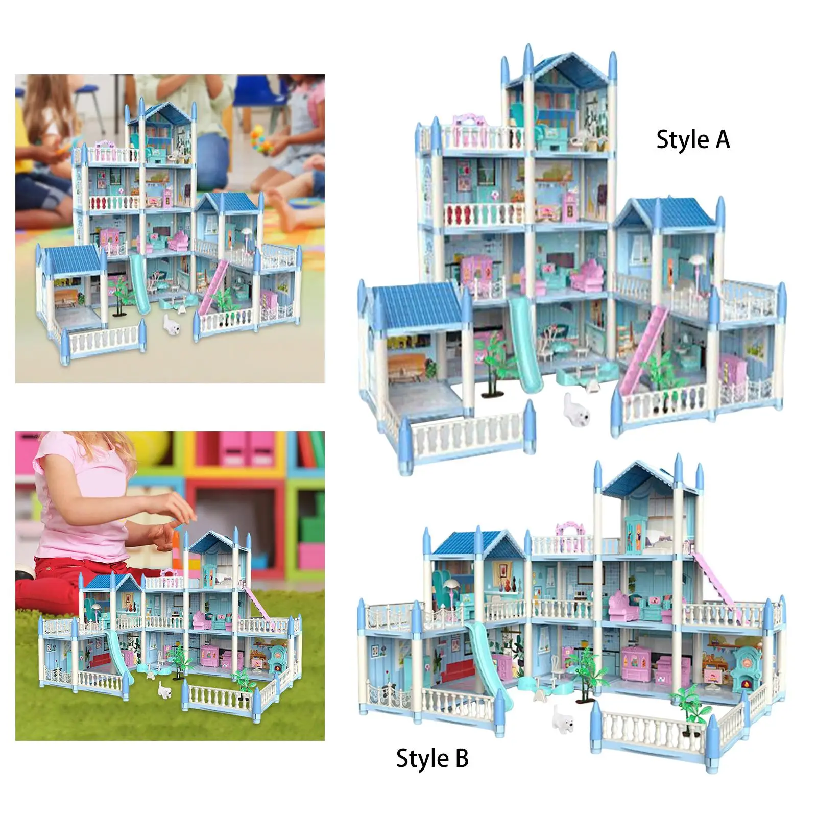 Doll House DIY Pretend Play Building Playset Toys for Kids Toddlers