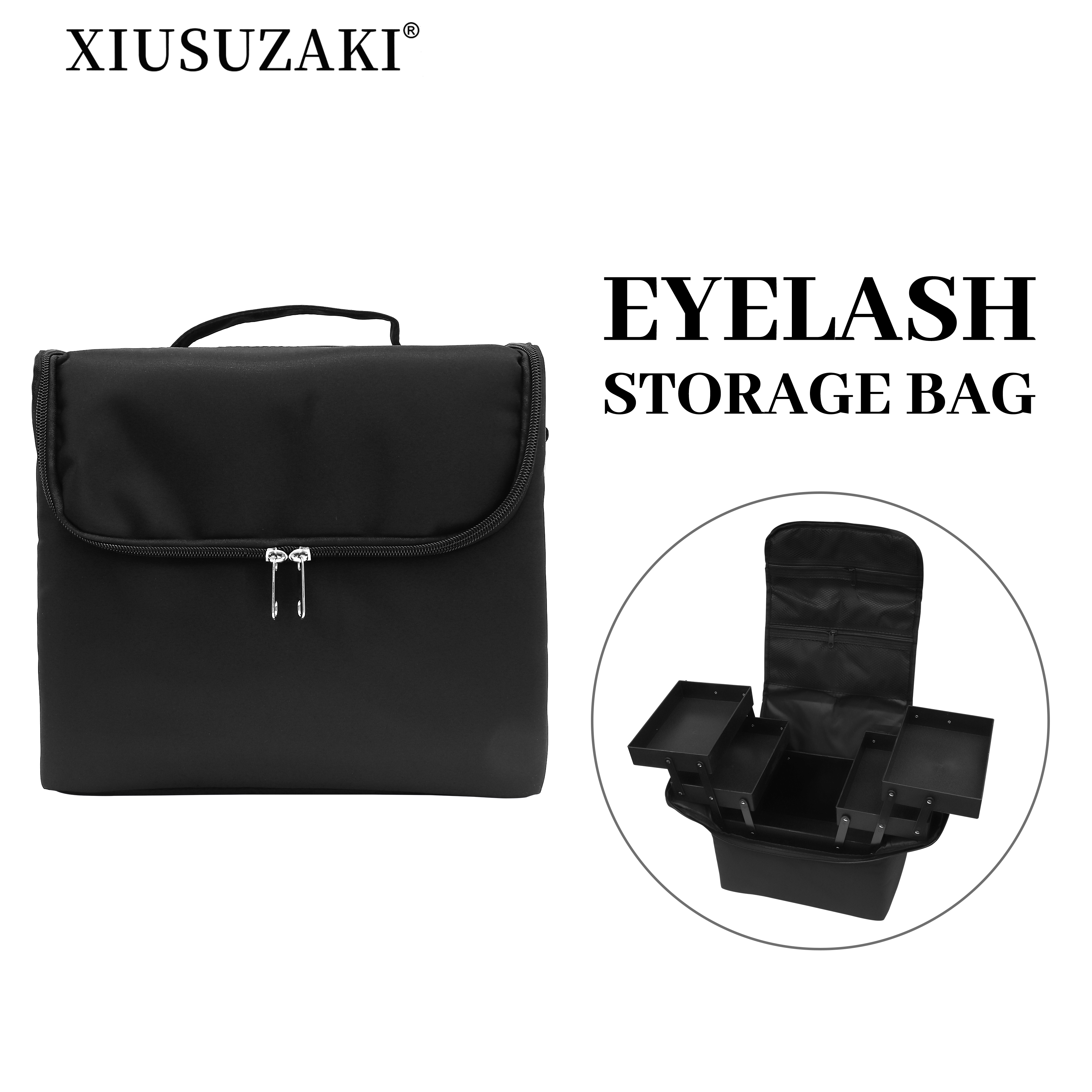 Best of XIUSUZAKI Portable Eyelash Storage Box Eyelash Extension Tools Bag Cosmetic Case Black Reviews & Tips