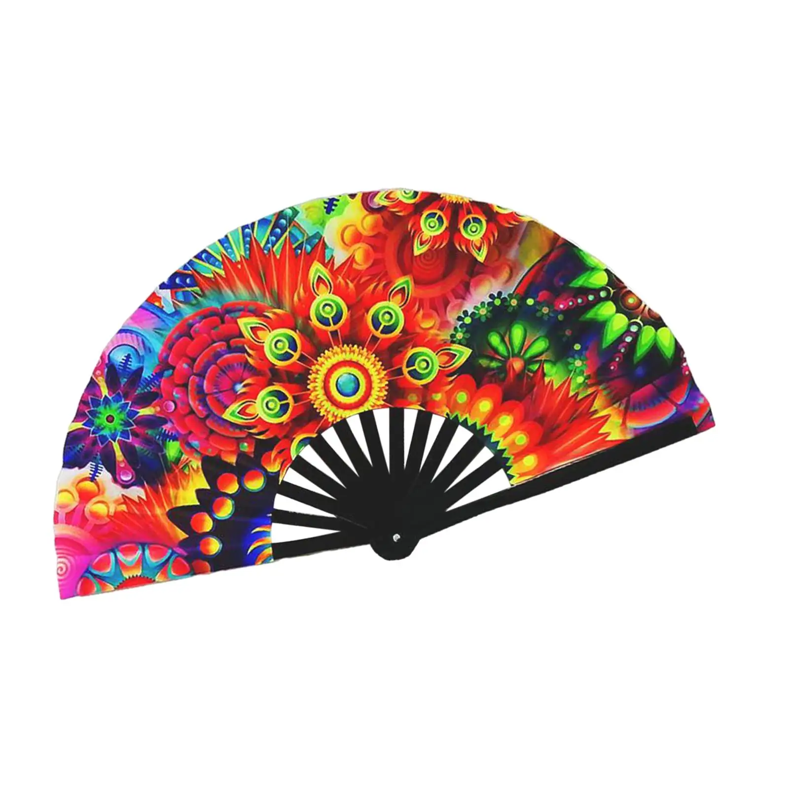 Rave Folding Hand Fan Fluorescent Effects Oxford Cloth Folding Fan for Roles Play Concerts Party Supplies Wedding Dancing Props