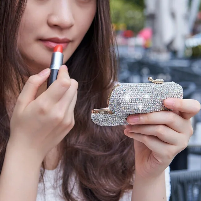 Makeup Tools Diamond Elegant Lipstick Case with Mirror Makeup