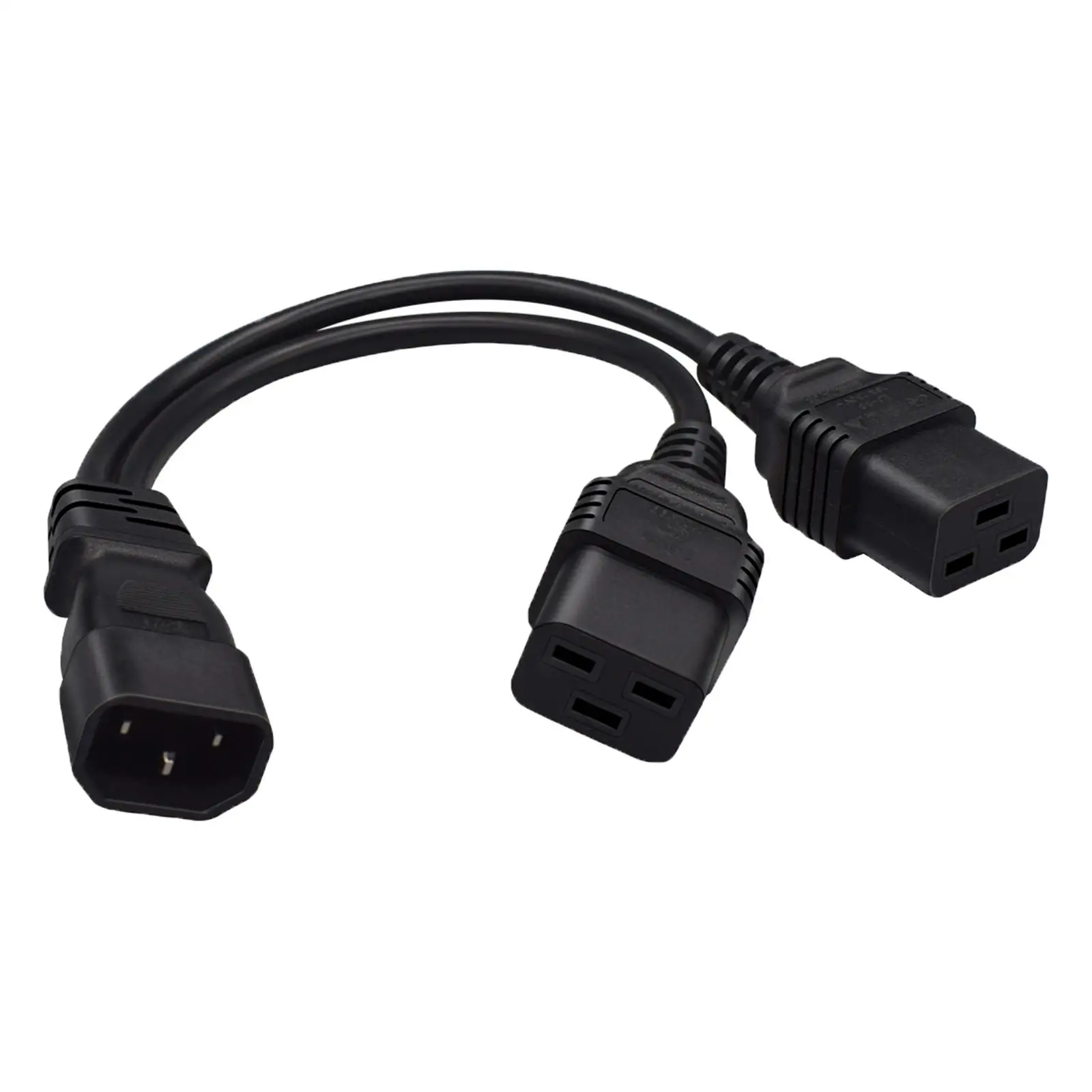 IEC320 C14 to IEC320 C19 Y Splitter Convertor 30cm Cord Extension Pdu Ups Cord Splitter for PC Monitor Scanner