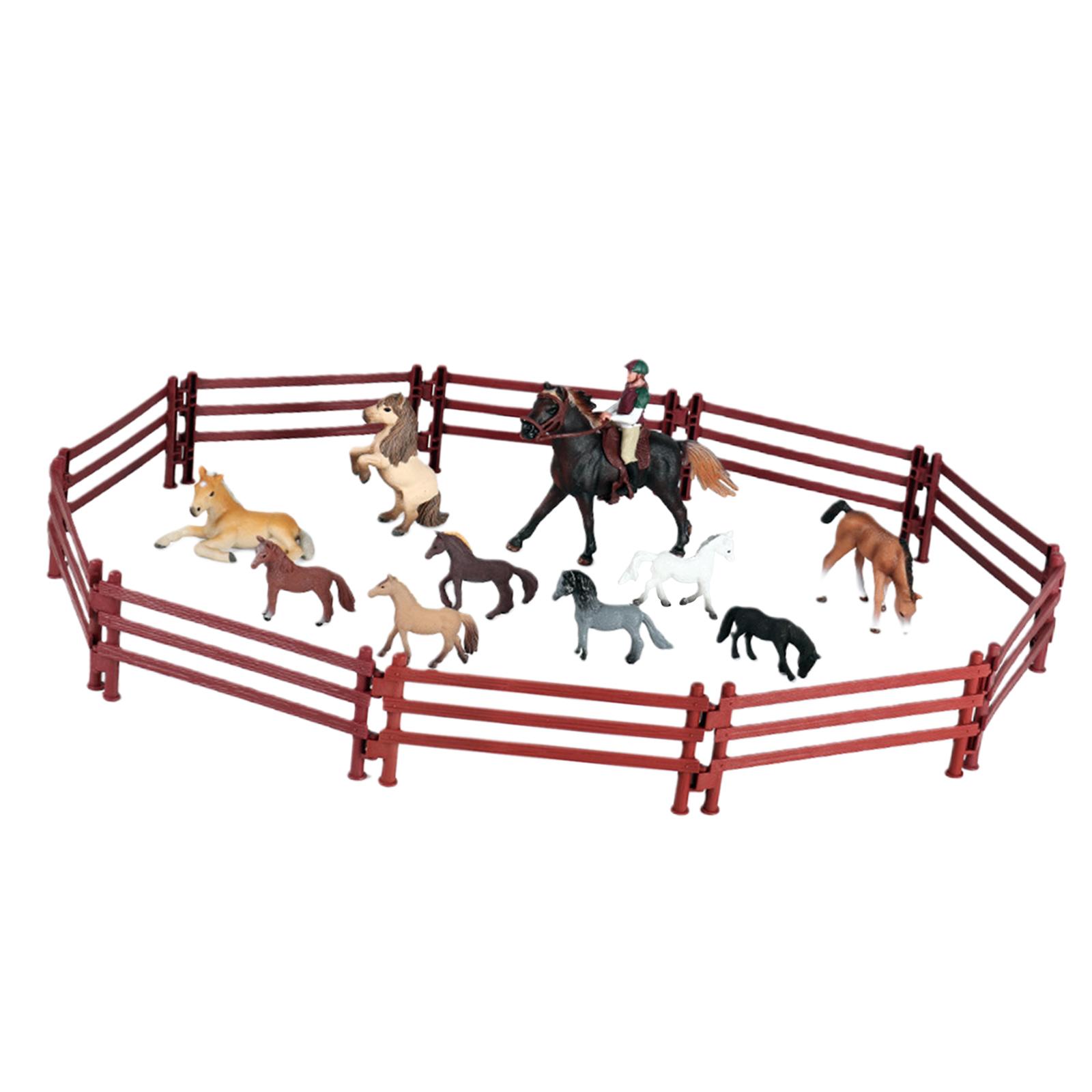 23 Pieces Simulation Fence Farm Toy Set Sports Horseman Farm Jockey Static Accessories Collectibles Mini Scene for Children Barn