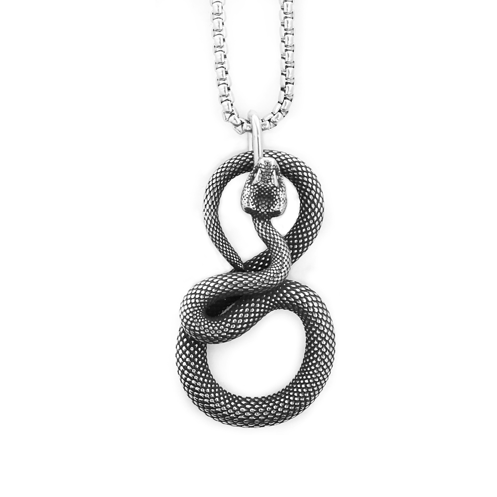 Gothic Vintage Edelstahl Schlange Anhänger Halskette Herrenmode Punk Tier Halsketten Biker Party Schmuck Geschenke Drops hipping – Detail 1