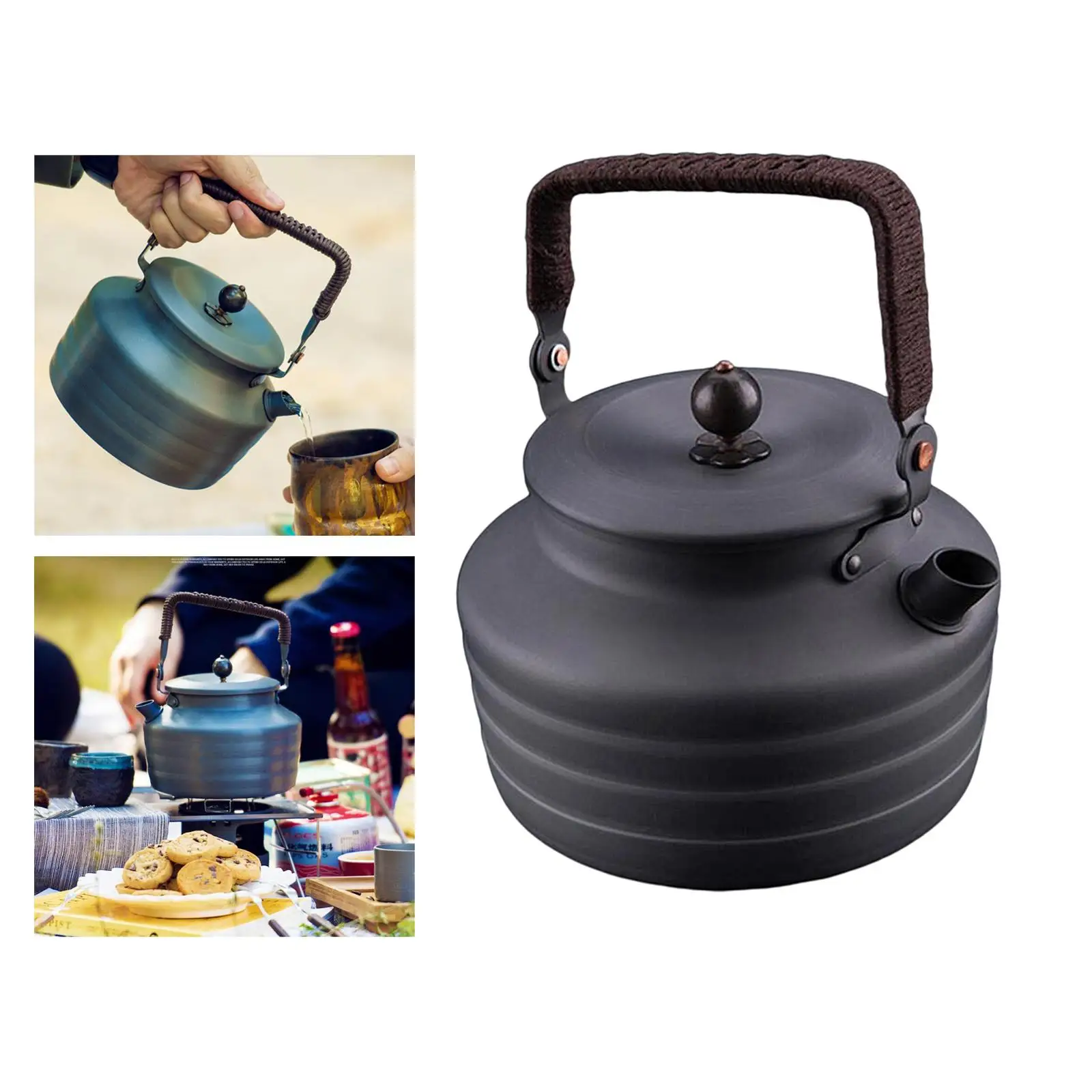 1.3 L Camping Kettle, Compact, Lightweight Aluminum  Pot for Hiking, Trekking, And Picnic  And  Resistant Cooking