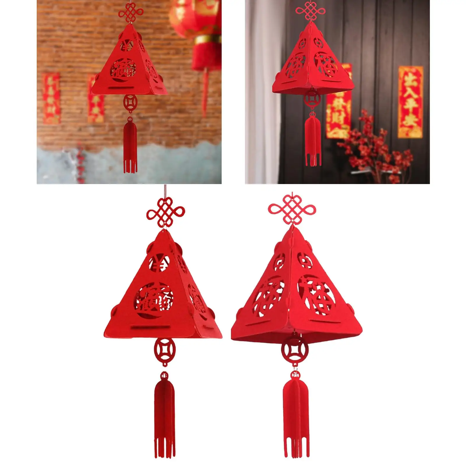 Chinese Lantern Lucky 3D Lantern Decorative for Festival Blessing Hanging Decor