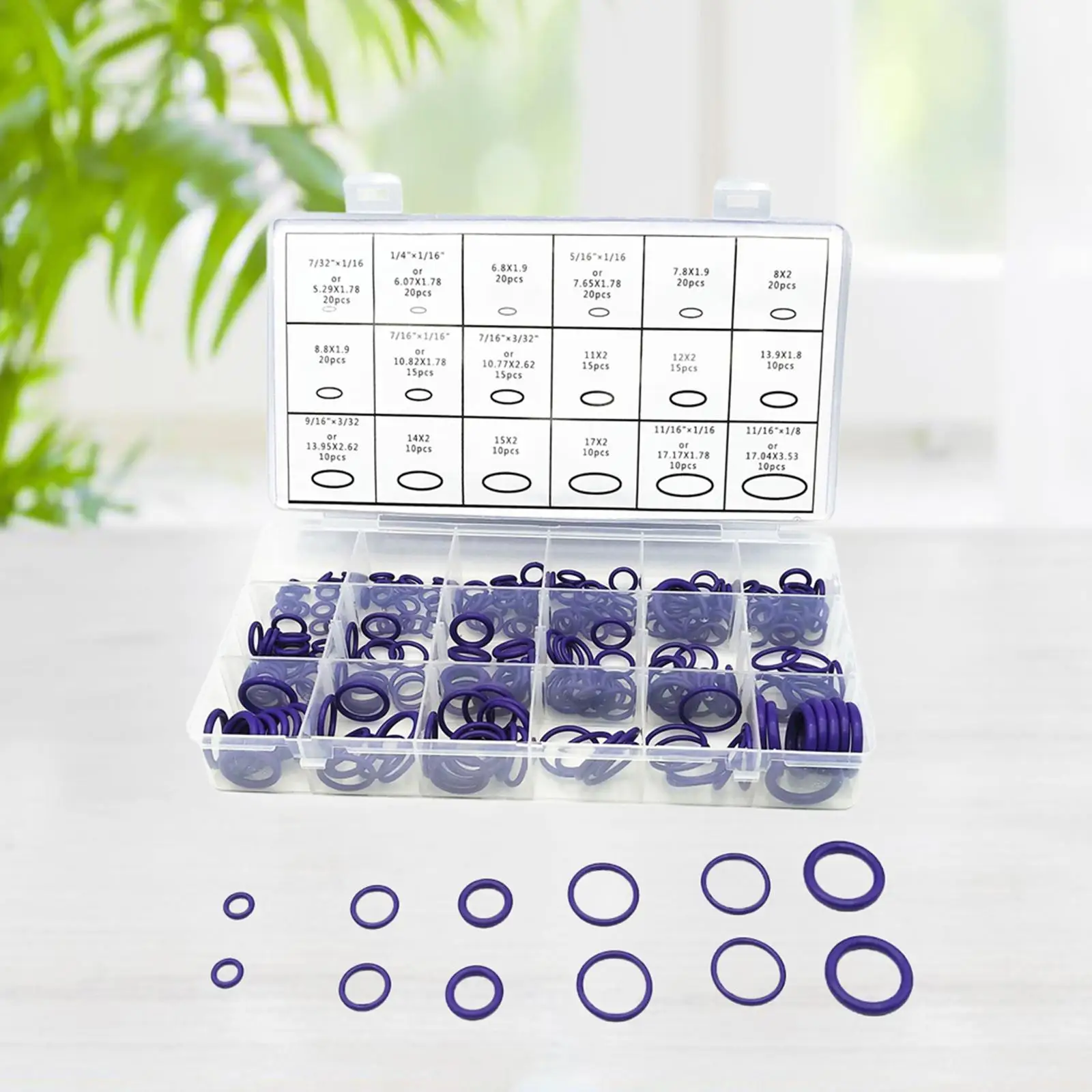 270-pack Purple  O- Washer Assortment Set Abrasion Resistant