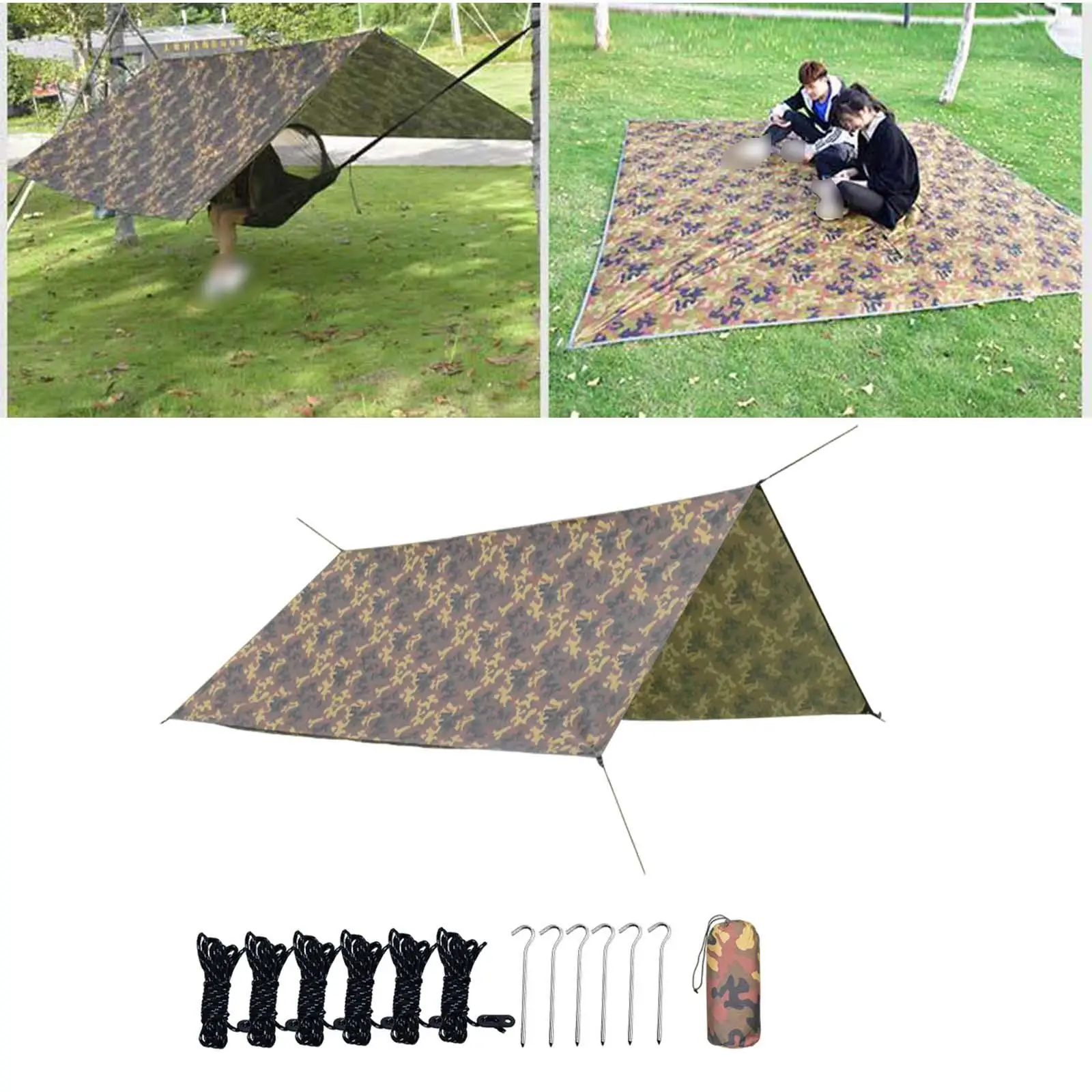 Heavy Duty Camping Tent Tarp Picnic  Shelter  Hammock Rain Tarp Waterpoorf Cover Hanging for Backyard Outdoor Canopy Survival