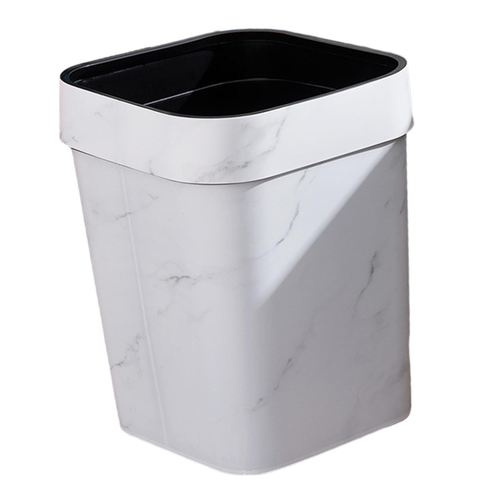 Small Bathroom Trash Can Square 14L Open Mouth Garbage Can Rubbish Bin Waste Basket for Toilet Living Room Home Office Kitchen