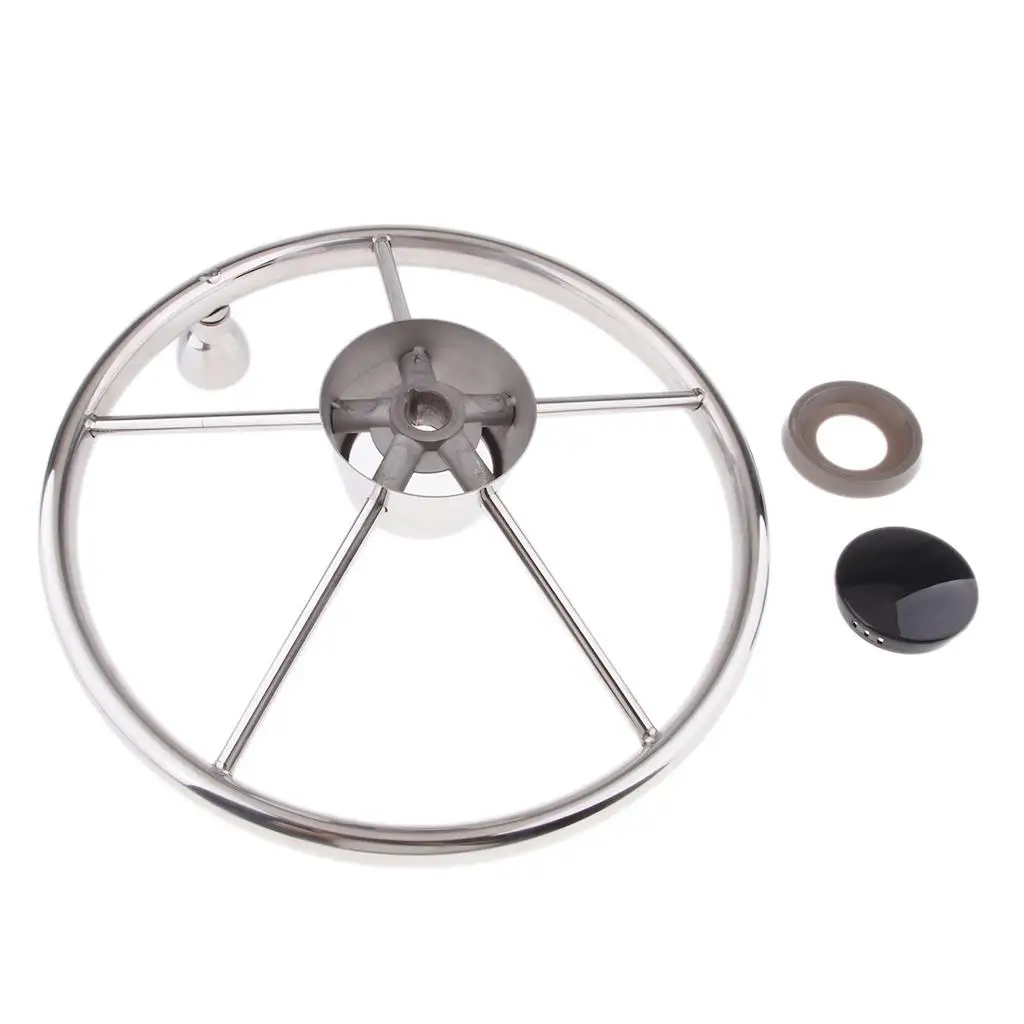 Marine Boat Steering Wheel, 5 Spoke Stainless Steel, 3/4inch Shaft Tapered
