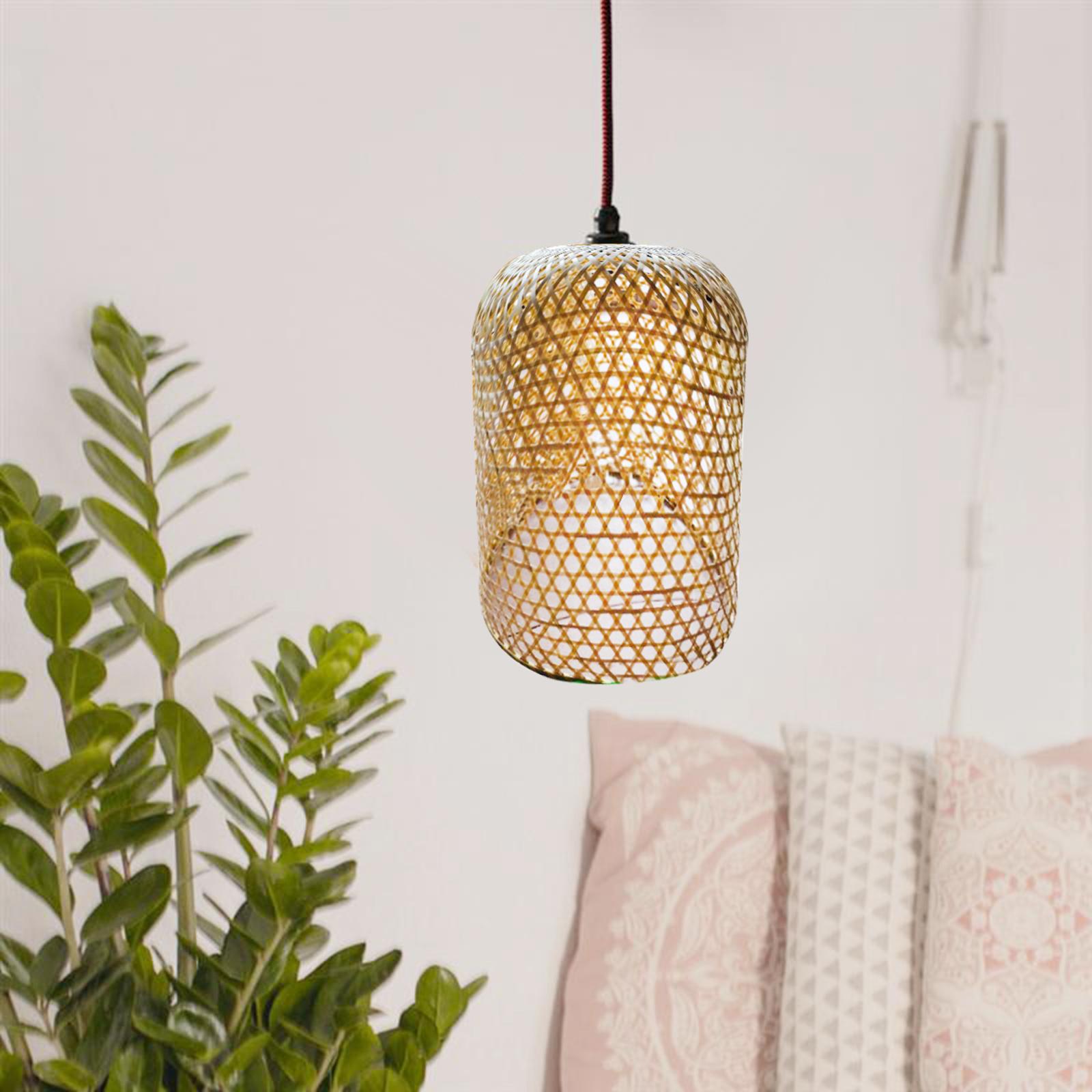 Handmade Weaving Lamp Shade, Ceiling Light Cover Hanging Lampshade for Hotel Cafe Decor