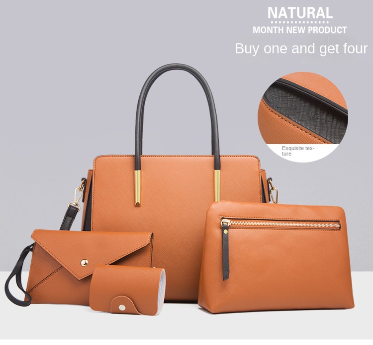 Borsa Donna Top Quality Fashion Color Matching Borsa Madre in quattro pezzi Borsa a tracolla fresca, semplice e pratica_voghion.com